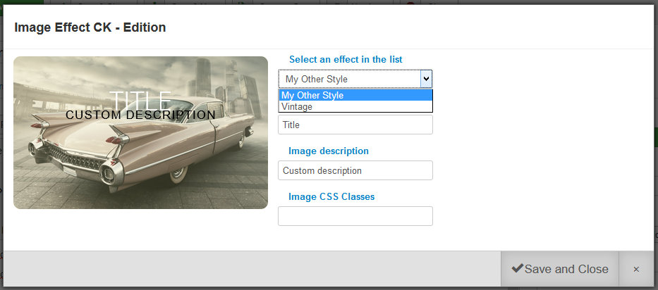 image effect override styles list only