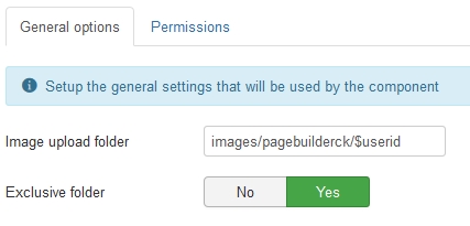 page builder options with userid